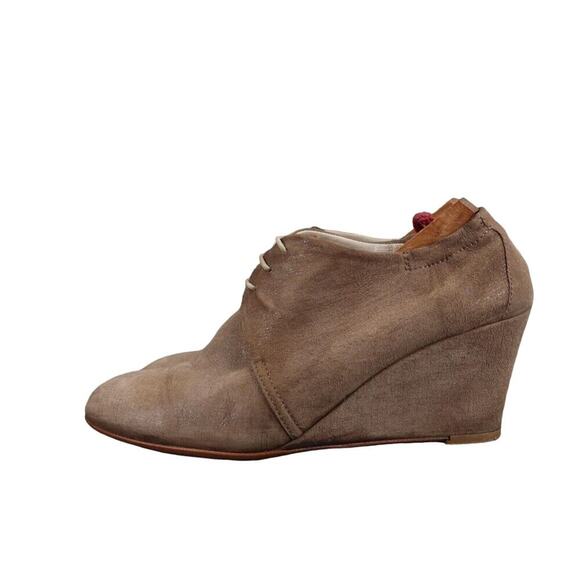 AGL Shoes Womens 38 Booties Fashion Wedge Desert Chukka Leather Lace Up Brown - Picture 4 of 15